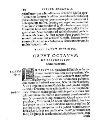 Capvt Octavvm De Resvrrectione mortuorum.