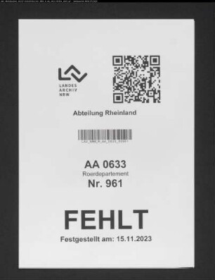 [Personaletat der geistlichen Korporationen im Arrondissement Krefeld]