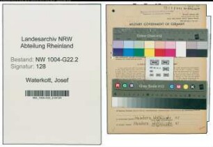 Entnazifizierung Josef Waterkott , geb. 13.11.1902 (Kontrolleur)