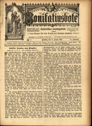 Erste Ausgabe vom Sonntag, den 21. August 1898.
