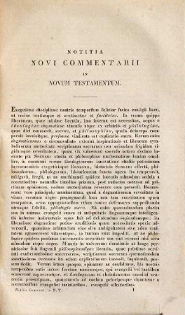 Notitia Novi Commentarii In Novum Testamentum