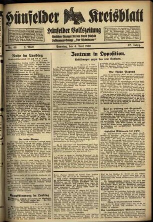 Zweite Ausgabe vom Samstag, den 04. Juni 1932.