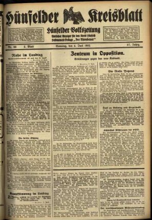 Zweite Ausgabe vom Samstag, den 04. Juni 1932.