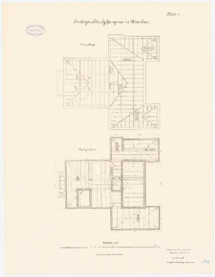 Amtsgericht und Gefängnis, Wreschen: Gefängnis: Grundriss Dachgeschoss, Sparrenlage 1:100