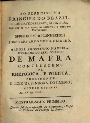 Conclusoens de rhetorica, e poetica