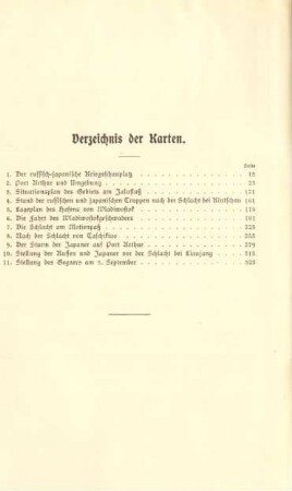 Verzeichnis der Karten