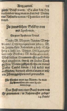Zu innerlichen Geschweren und Apostemen.