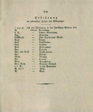 Erklärung der gebrauchten Zeichen und Abkürzungen