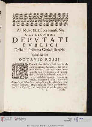 Deputati Publici della Illustrisims Città di Brescia