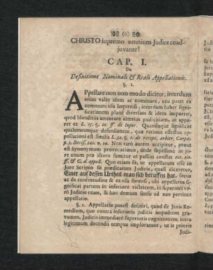 Cap. I. De Definitione Nominali & Reali Appellationis.