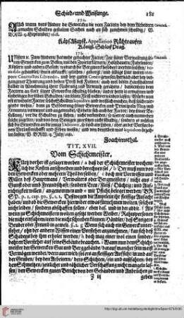 Titul XVII. Vom Schichtmeister.