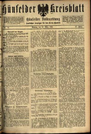 Ausgabe vom Montag, den 27. März 1922.