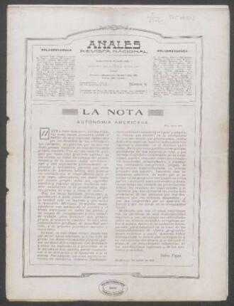 Autonomía americana : La nota