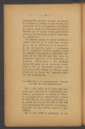 La población y la representación durante un siglo de vida independiente
