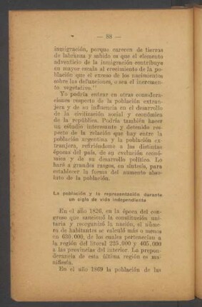 La población y la representación durante un siglo de vida independiente