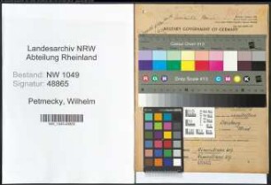 Entnazifizierung Wilhelm Petmecky , geb. 04.04.1903 (Silomeister)