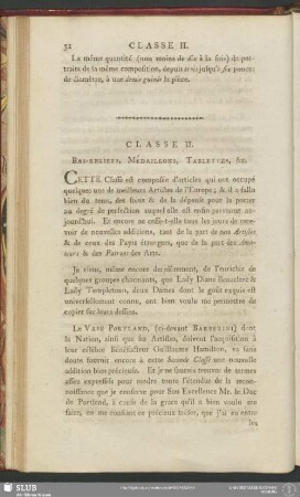 Classe II. Bas-Reliefs, Medaillons, Tablettes, &c.