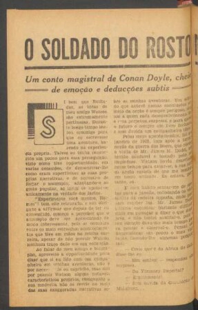 O soldado do rosto marcado : Um conto magistral de Conan Doyle, cheio de emoção e deducções subtis. [Novella completa]