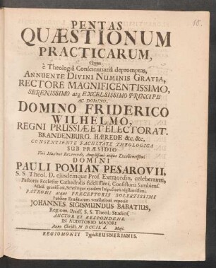 Pentas Quæstionum Practicarum