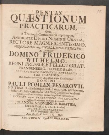 Pentas Quæstionum Practicarum