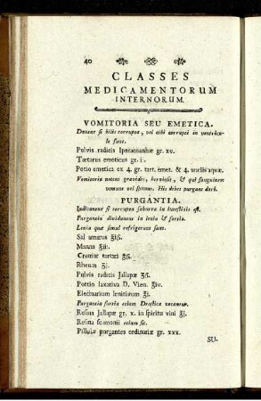 Classes Medicamentorum Internorum.