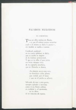 Pájaros nuestros : El cardenal [y] El pecho colorado [y] El chingolo [y] El tordo [y] el gavilán [y] La calandria [y] El zorzal
