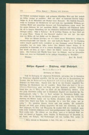 Göthes Egmont - Dichtung, nicht Wahrheit : (Fortsetzung und Schluß)