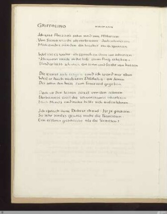 Griffolino (Griffolino der Goldmacher, Hölle XXIX, 109 - 123) : [SW X/XI: H30]; [SW X/XI, S. 44/173]