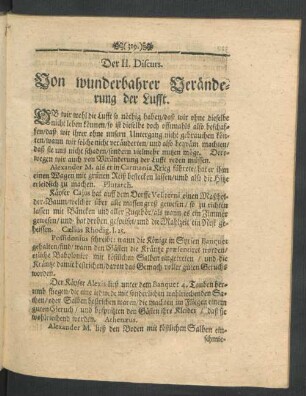 Der II. Discurs. Von wunderbahrer Veränderung der Lufft.