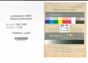 Entnazifizierung Josef Hoffmann , geb. 14.08.1893 (Polizist)