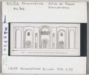 Nicäa: Koimesis-Kirche, Aufriss der Fassade, Rekonstruktion