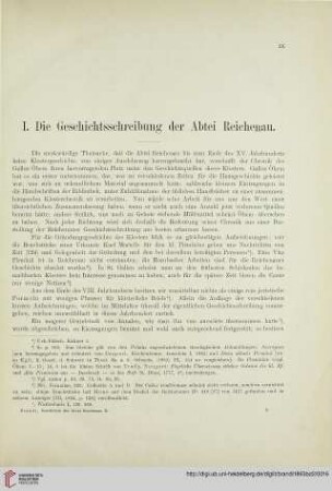 I: Die Geschichtsschreibung der Abtei Reichenau