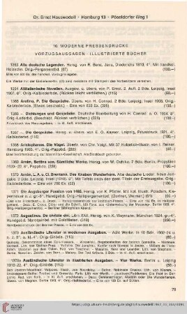 10. Moderne Pressendrucke, Vorzugsausgaben, Illustrierte Bücher (Nr. 1363-1568)