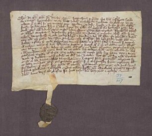 Der Offizial der Dreifaltigkeitskirche zu Speyer vidimiert eine Urkunde vom 19.03.1289 über die Abgabenfreiheit des Kirchherrn zu Unsweiler