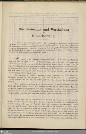 Die Bewegung und Vertheilung der Bevölkerung