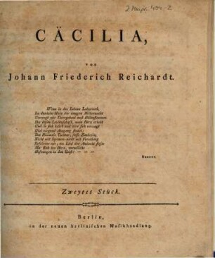 CÄCILIA, von Johann Friederich Reichardt, 2. [1791]. Zweytes Stück