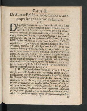 Caput II. De Autore Epistolae, loco, tempore, caeterisque scriptionis cicumstantiis.