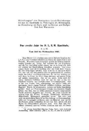 Das zweite Jahr im D.L.E.H. zu Haubinda : von Juli bis Weihnachten 1902