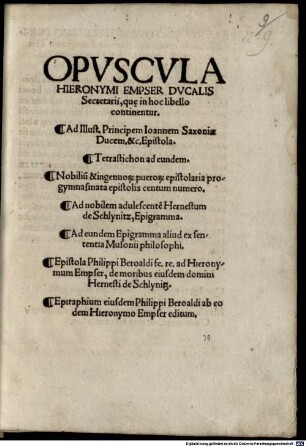 Opuscula, Quae In Hoc Libello Continentur