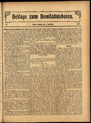 Zweite Ausgabe vom Sonntag, den 01. September 1907.
