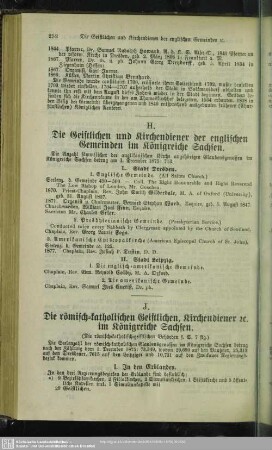 H. Die Geistlichen und Kirchendiener der englischen Gemeinden im Königreiche Sachsen