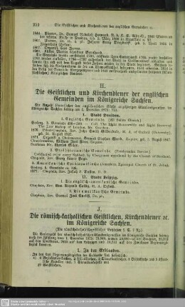 H. Die Geistlichen und Kirchendiener der englischen Gemeinden im Königreiche Sachsen