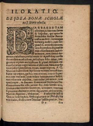 II. Oratio. De Idea Bonae Scholae ex S. literis eductae.