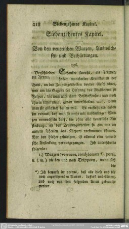 Siebenzehntes Kapitel. Von den venerischen Warzen, Auswüchsen und Verhärtungen