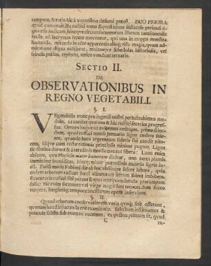 Sectio II. De Observationibus In Regno Vegetabili.