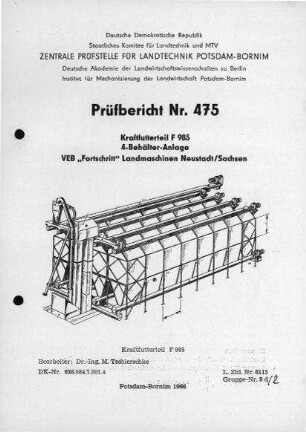Kraftfutterteil F 295 4-Behälter-Anlage