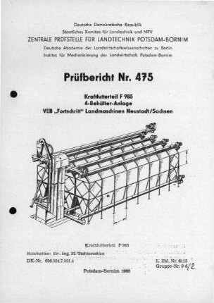 Kraftfutterteil F 295 4-Behälter-Anlage
