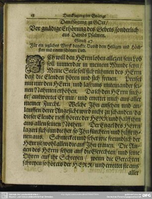 Dancksagung zu Gott, Vor der gnädige Erhörung des Gebets, sonderlich aus Davids Psalmen