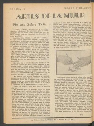 Artes de la mujer : Pintura sobre tela