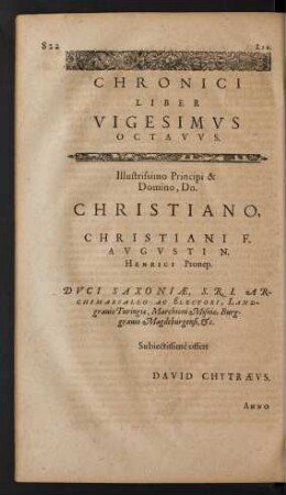 Chronici Liber Vigesimus Octavus.